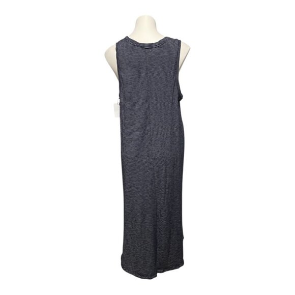 Caslon XXL Navy White Striped Sleeveless Asymmetrical Hem Maxi Dress NWT - Picture 4 of 7